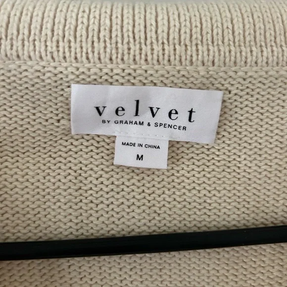 Perfect Condition Velvet Women's Striped Black and Cream Sweater - Picture 2 of 3